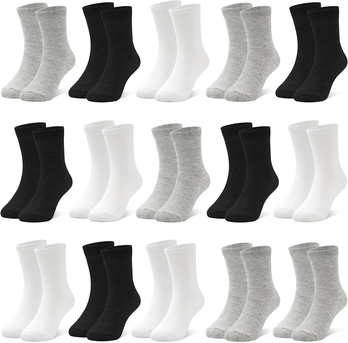 ZERULETS 15 Pairs Kids Socks Toddler Crew School Athletic Socks 1-14 Years