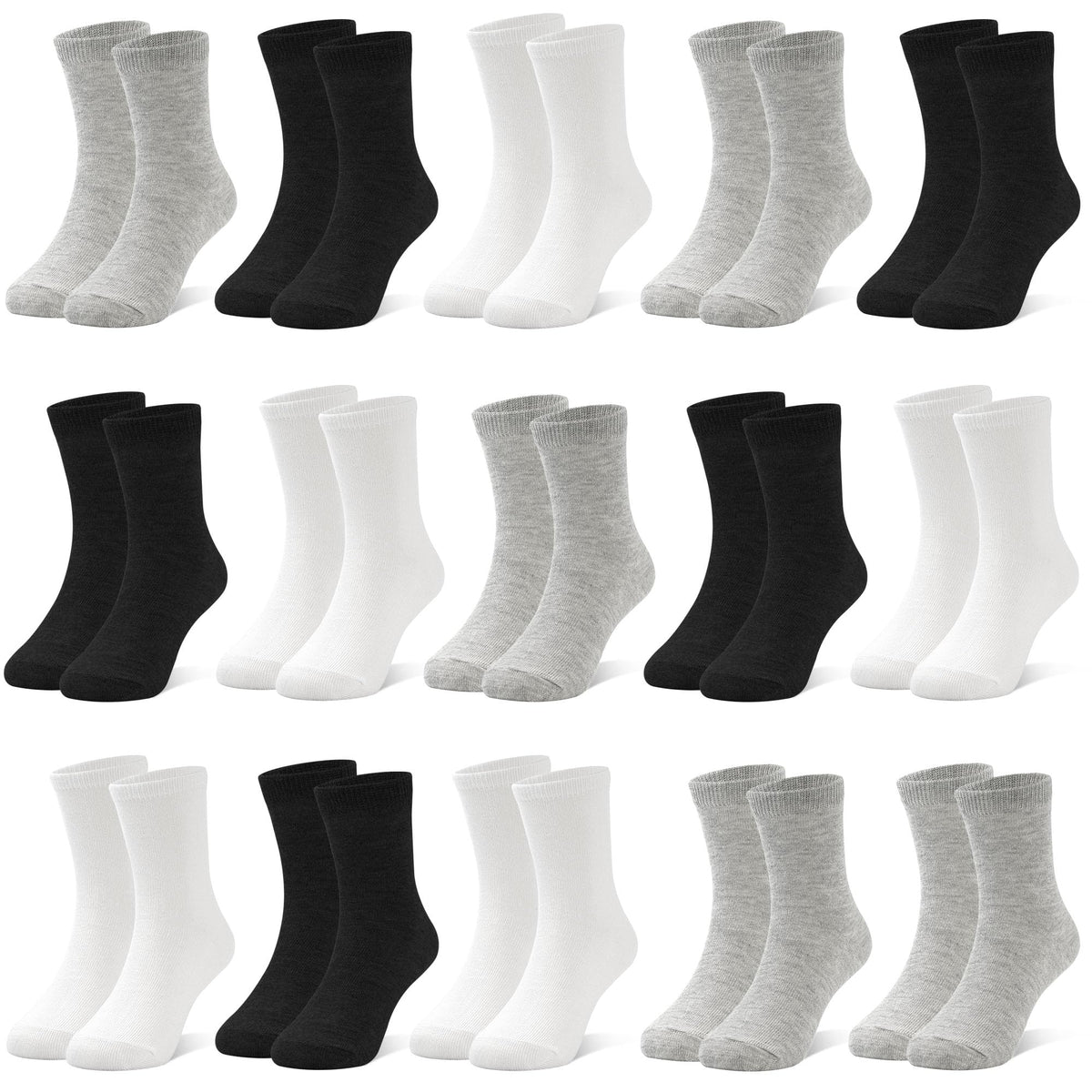 ZERULETS 15 Pairs Kids Socks Toddler Crew School Athletic Socks 1-14 Years