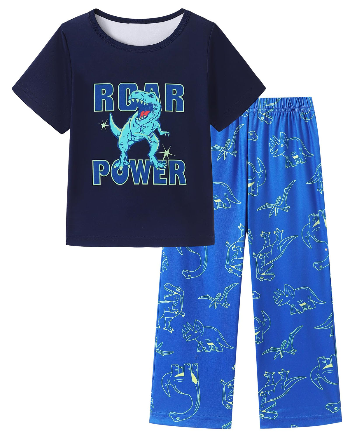 Mikrdoo Boys Pajamas Set 2Piece Short Sleeve Tops and Pants PJs Summer Sleepwear for Kids Size 2-14 Years