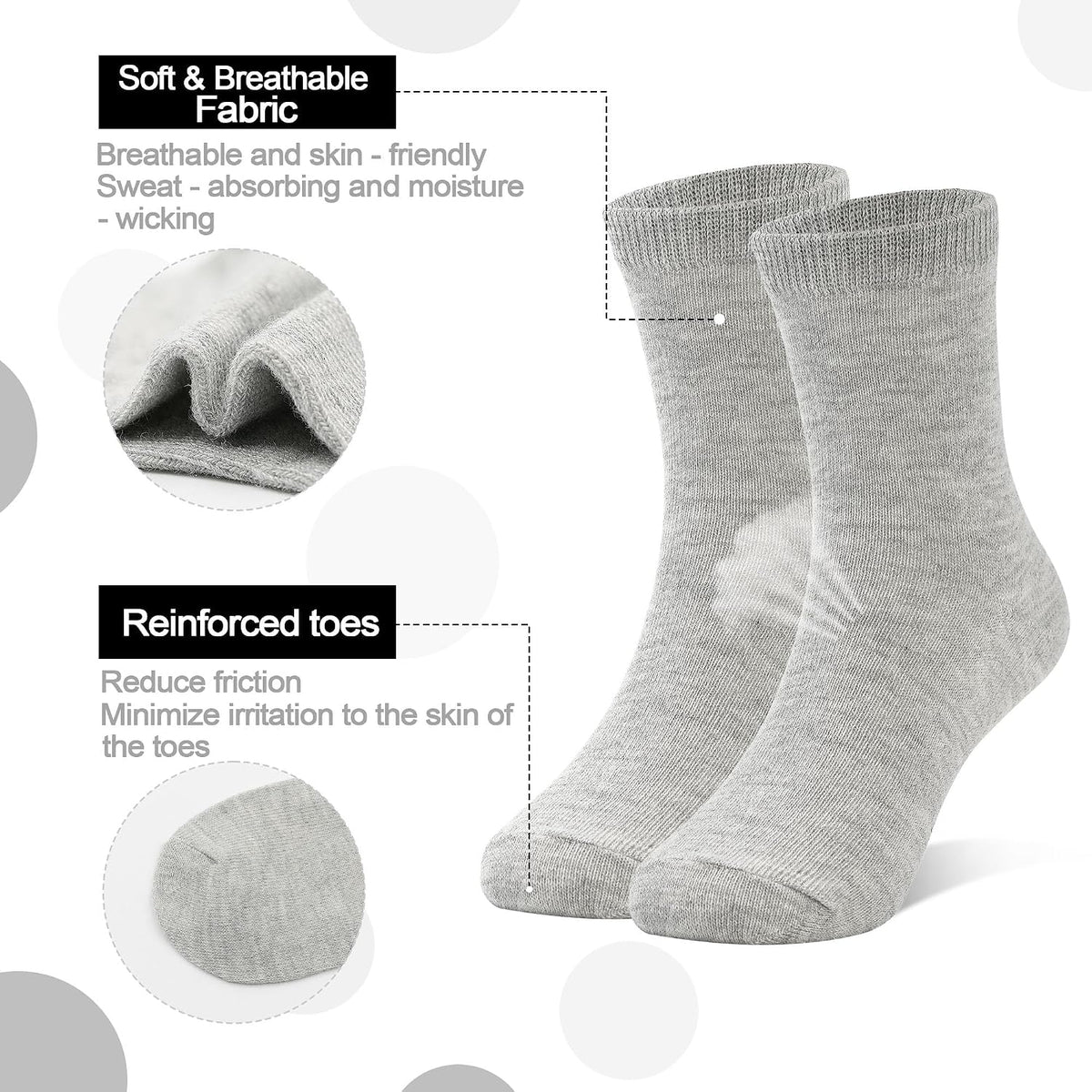 ZERULETS 15 Pairs Kids Socks Toddler Crew School Athletic Socks 1-14 Years