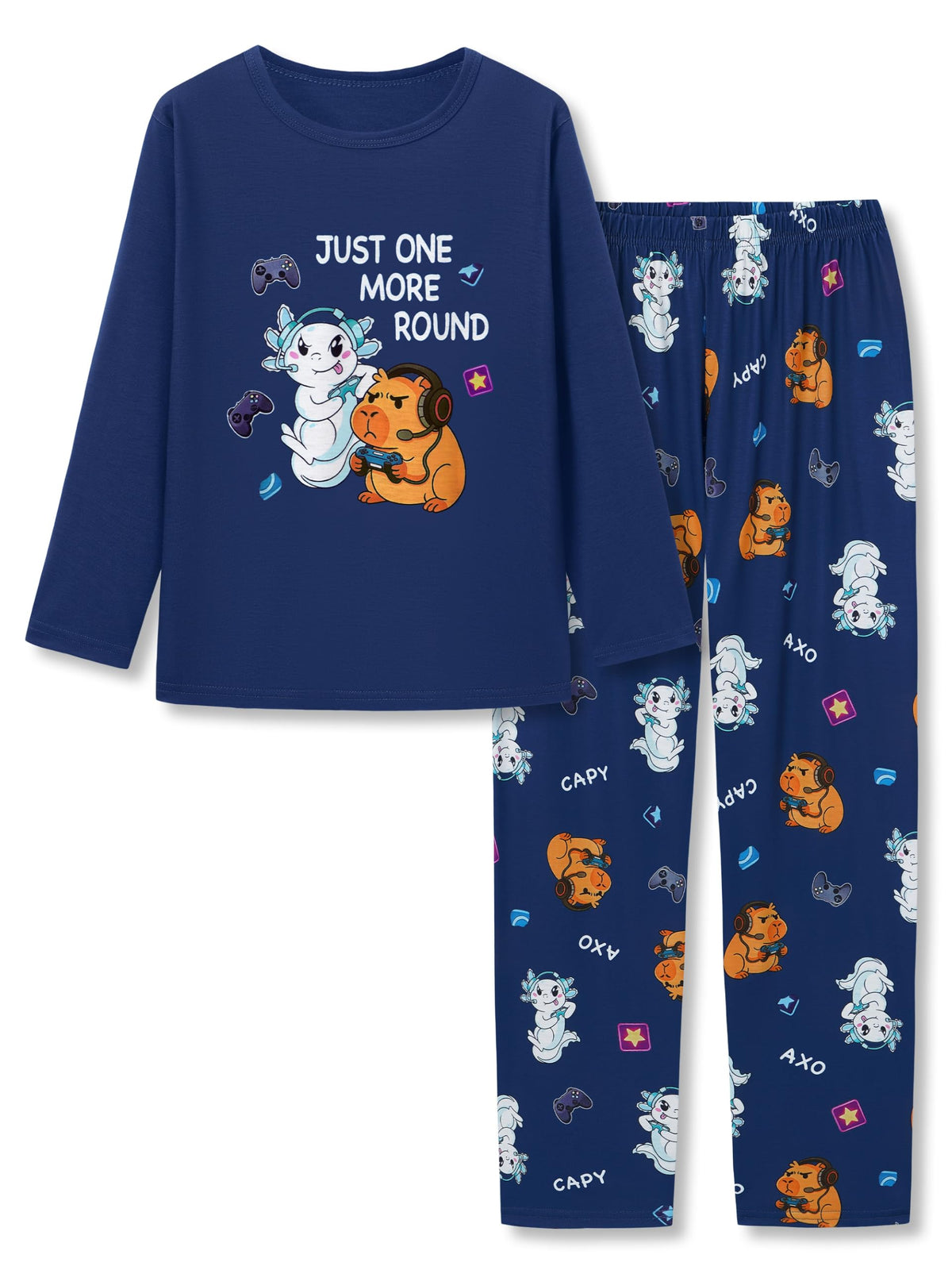 Tebbis Boys Comfy Trendy Print Long Sleeve & Pants Pajama Set Sizes 6-18
