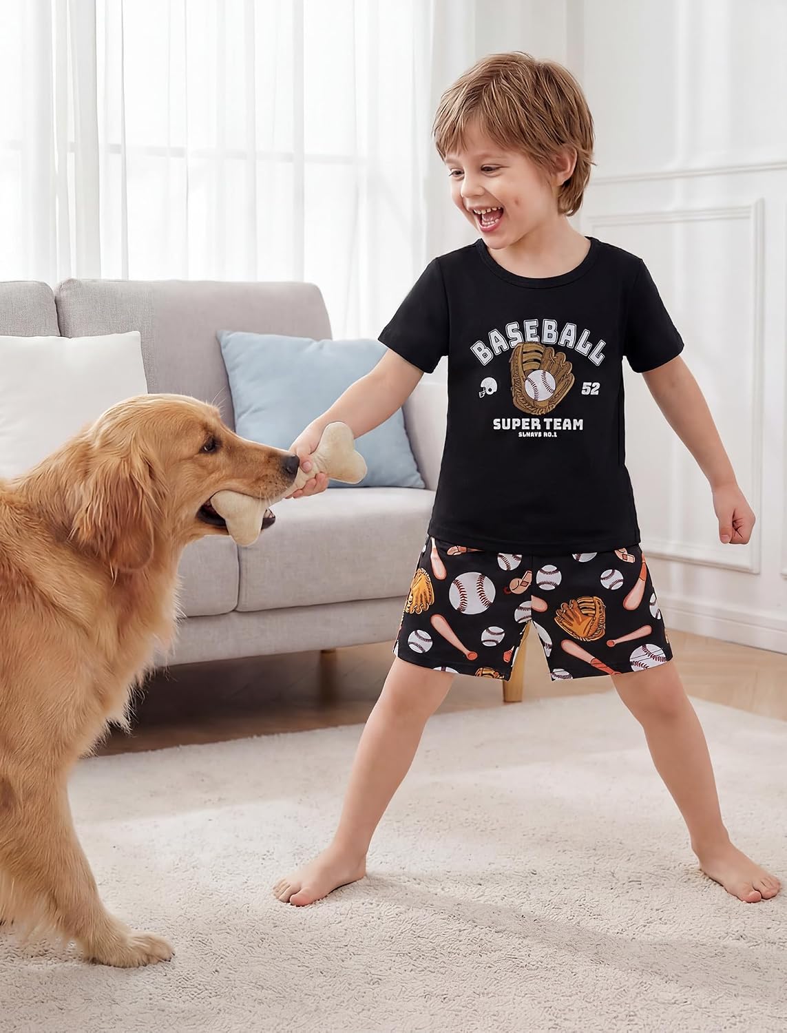 Mikrdoo Boys Pajamas Short Sleeve Summer PJs 2 Piece Sleepwear for Kids Size 2-14 Years