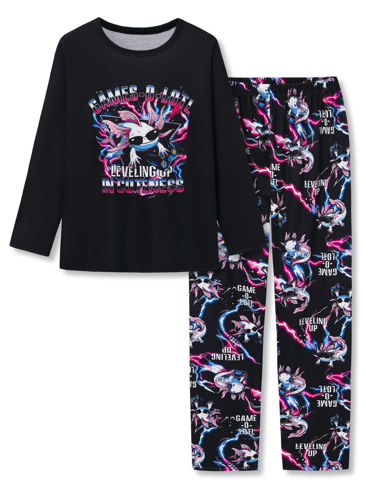 Tebbis Boys Comfy Trendy Print Long Sleeve & Pants Pajama Set Sizes 6-18