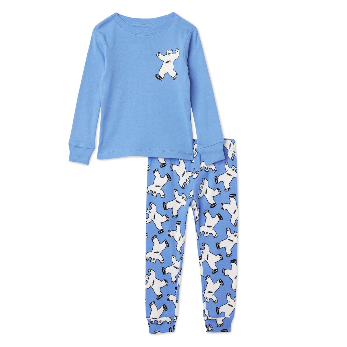 Amazon Essentials Boys' Snug-Fit Cotton Pajama Set, Long-Sleeve T-Shirt and Pants