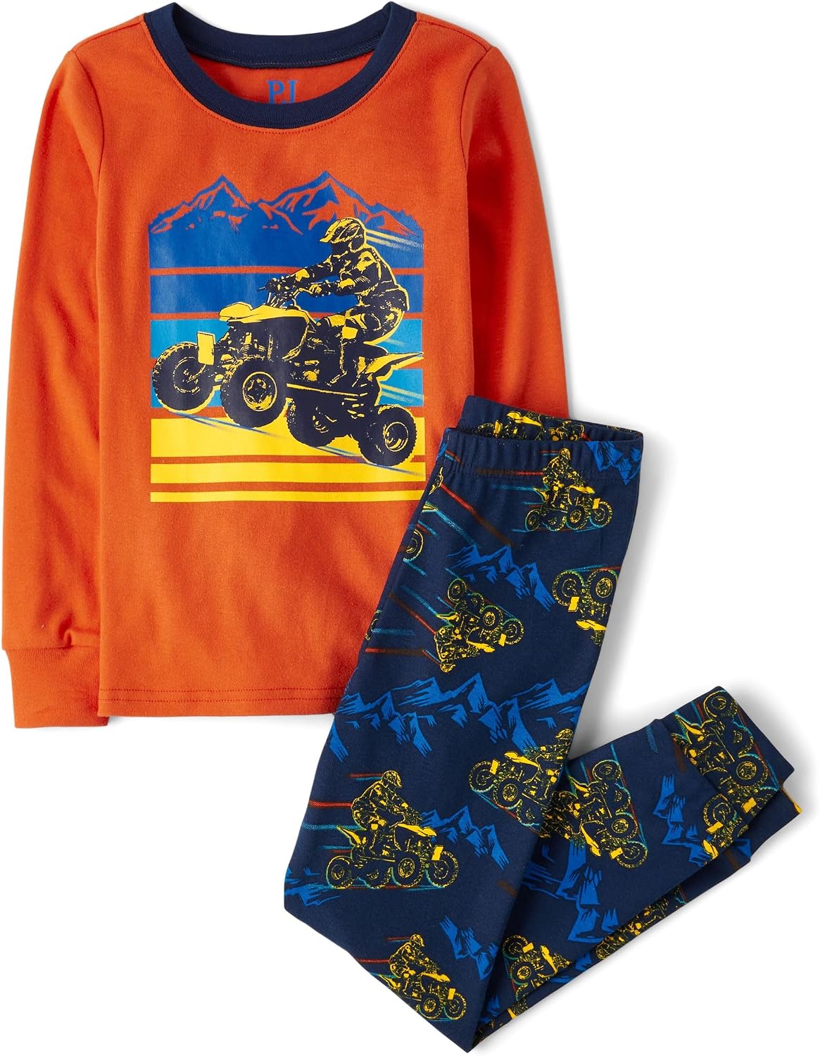 The Children's Place Boys' 100% Cotton Long Sleeve Top and Pants, 2 Piece Pajama Set