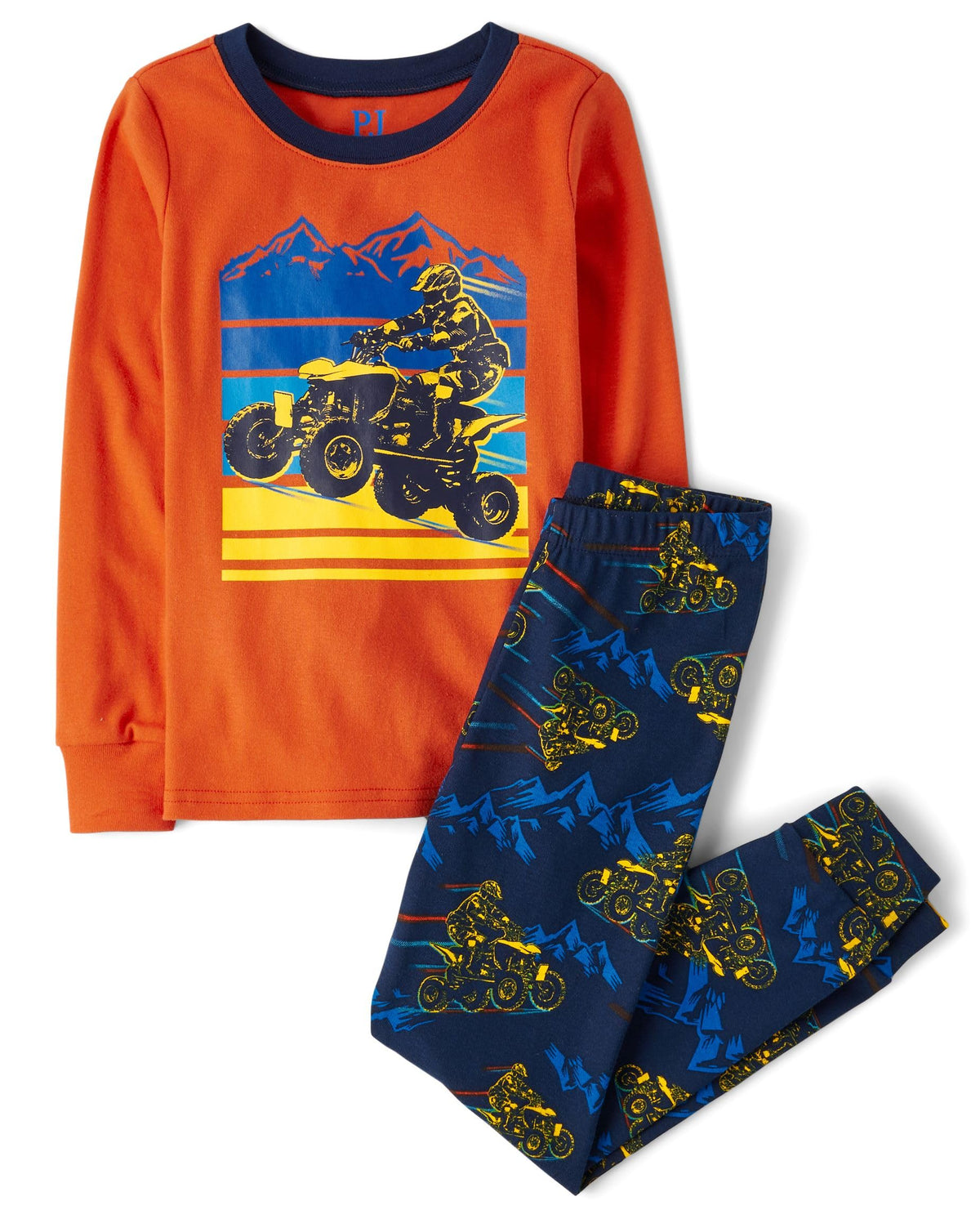 The Children's Place Boys' 100% Cotton Long Sleeve Top and Pants, 2 Piece Pajama Set
