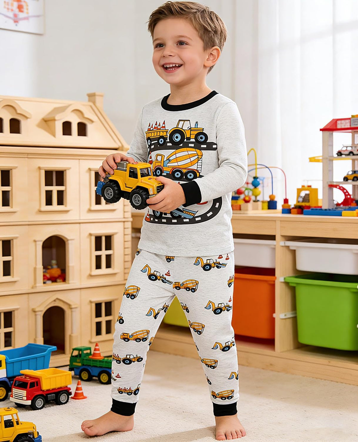Popshion Little Boys Pajamas Sets Glow in Dark Dinosaur 100% Cotton 2 Piece Toddler Clothes Kids Pjs Sleepwear Size 2-10T