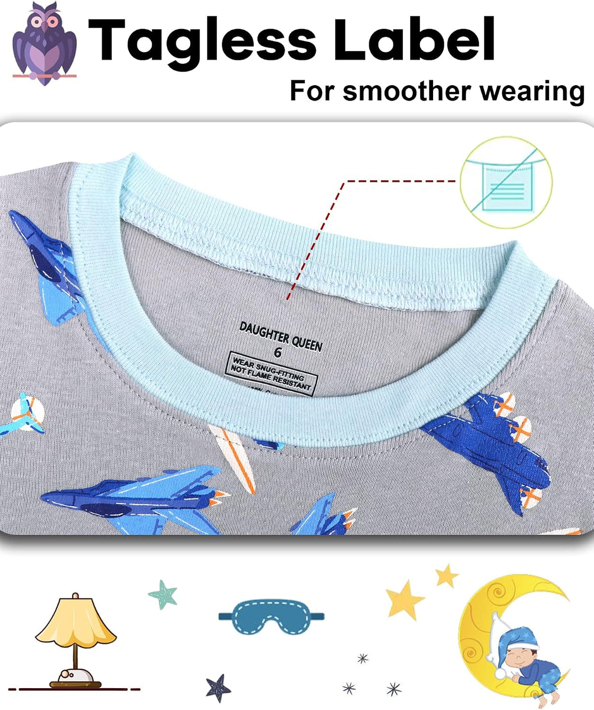 DAUGHTER QUEEN Boys Pajamas 4 Pieces Long Set 100% Cotton Sleepwear Size 18 Months-12 Years
