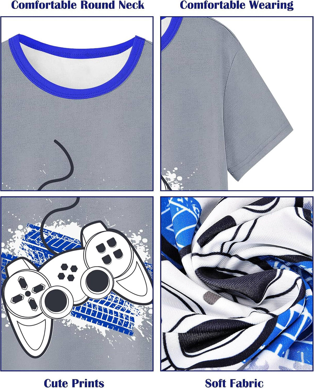 Fiodrimy Boys Pajamas Big Boys PJs Set Summer Short Sleeve Kid Sleepwear Boy Pajamas Size 8-14