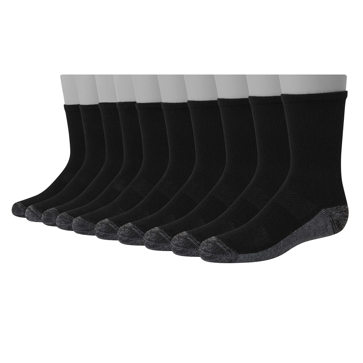 Hanes Ultimate Boys' Crew Performance Sport Socks, 10-Pair Packs