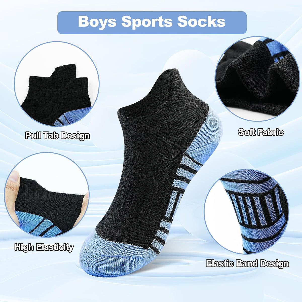 GENTABY 12 Pairs Boys Socks Kids Athletic Ankle Socks for Toddler 1-14Y