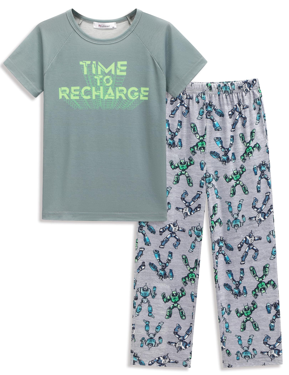 Arshiner Boys Pajamas Short Sleeve Long Pants 2 Piece Pajama Set for Boys