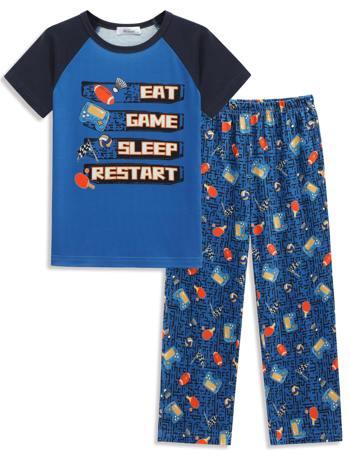 Arshiner Boys Pajamas Short Sleeve Long Pants 2 Piece Pajama Set for Boys