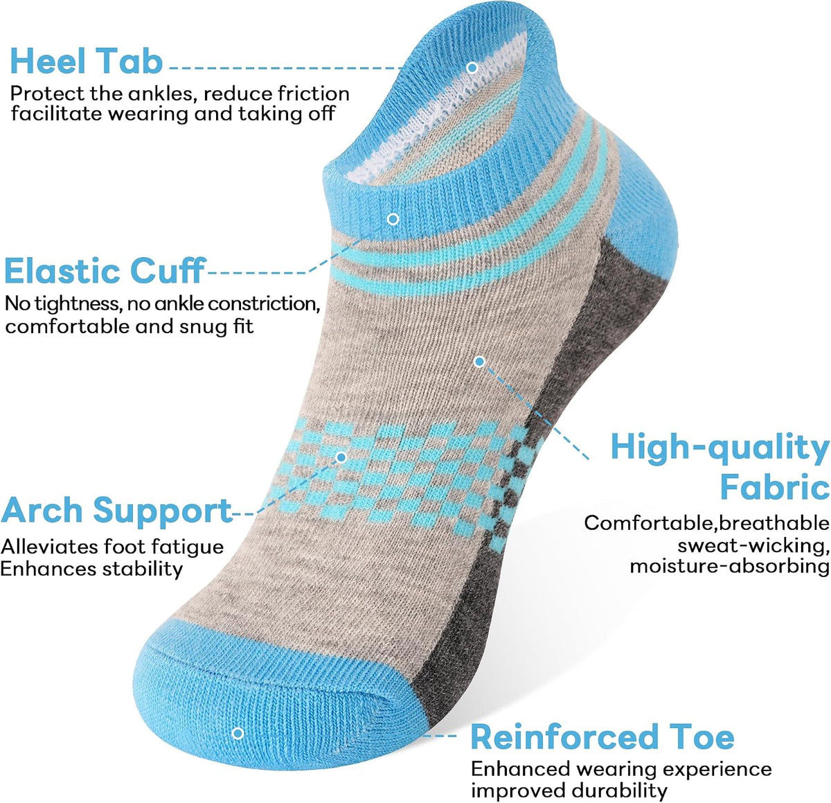 ZERULETS Kids Socks 12 Pairs Boys Ankle Low Cut Athletic Socks 1-14 Years