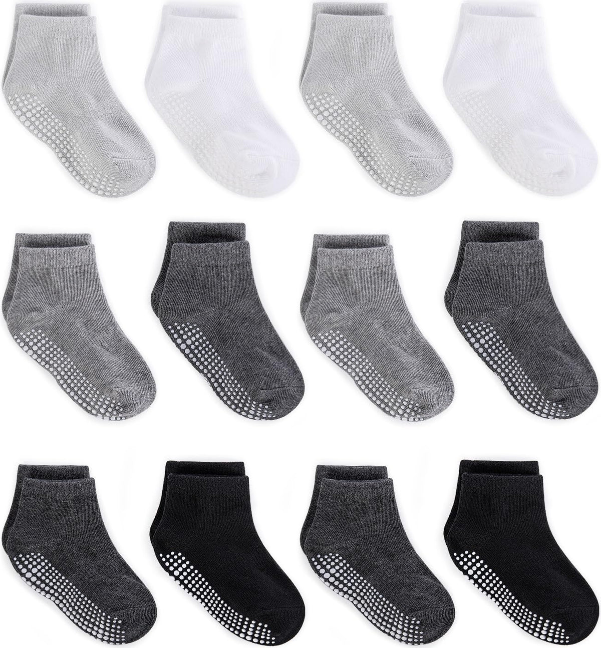 Zaples Baby Non Slip Grip Ankle Socks with Non Skid Soles for Infants Toddlers Kids Boys Girls