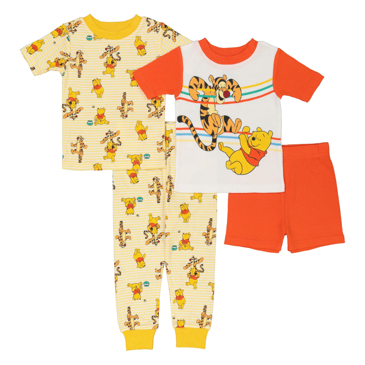 Disney Boys' 4-Piece Snug-fit Cotton Matching Comfortable Pajama Set, Soft & Cute for Kids