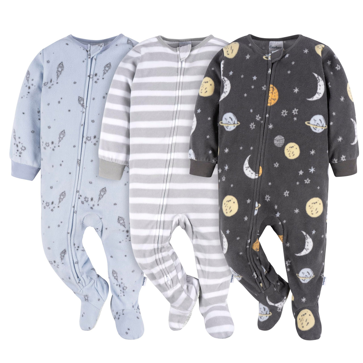 Gerber Baby Boys 3-Pack Fleece Footed Pajamas