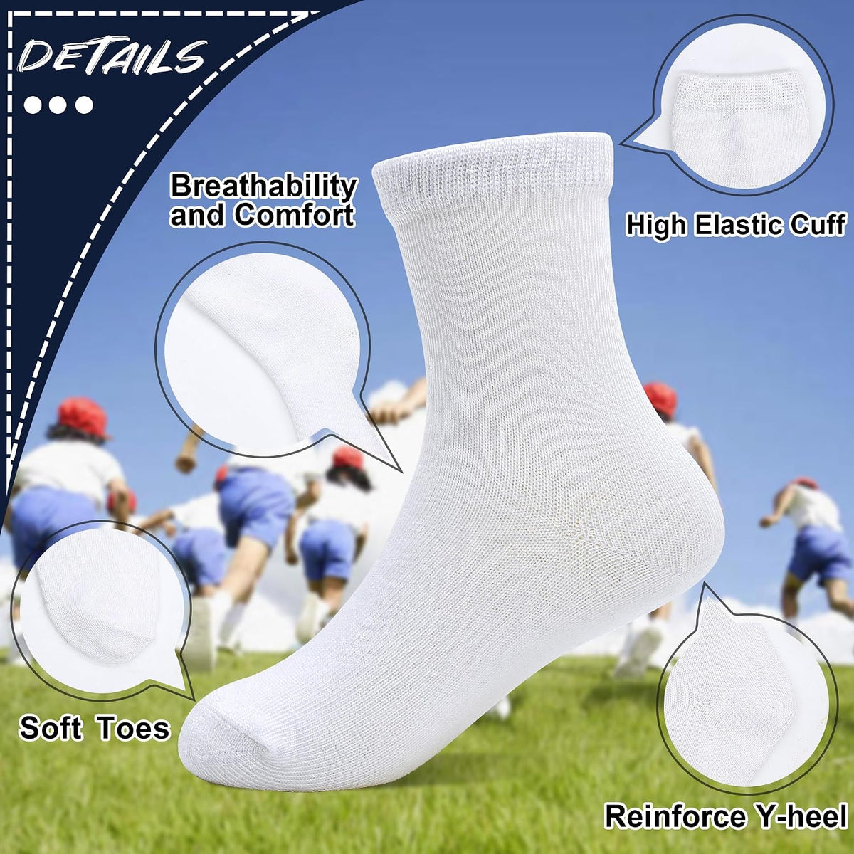 Kids Socks 12 Pairs Crew Socks for Toddler Boys Girls 1-14 Years