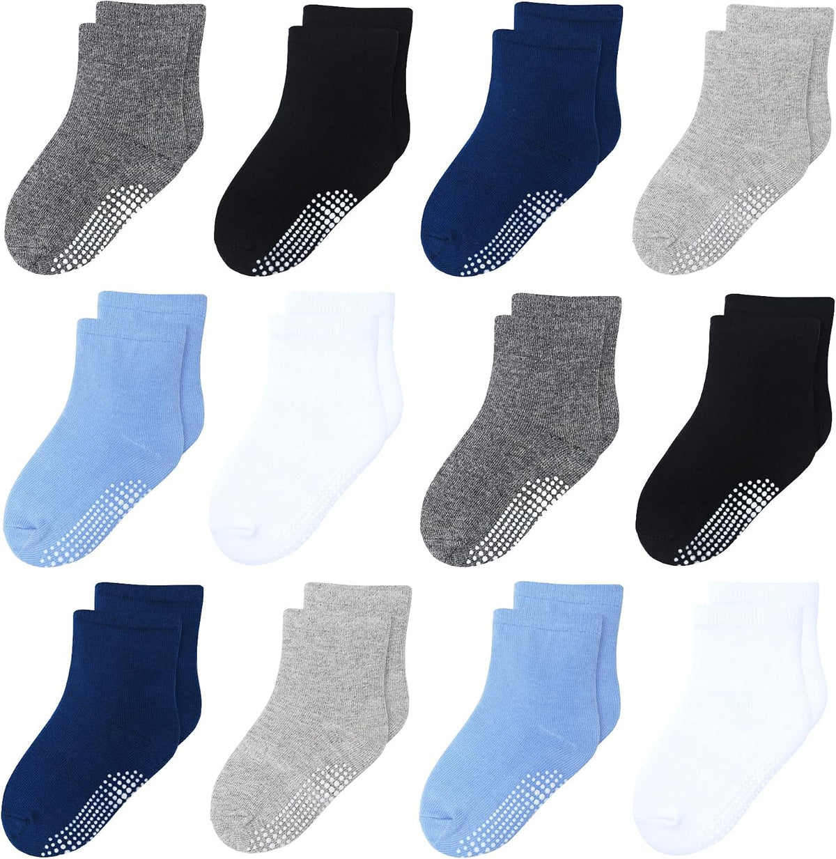 Toddler Non Slip Grip Crew Socks for 1-7 Years Baby Kids Boys Girls