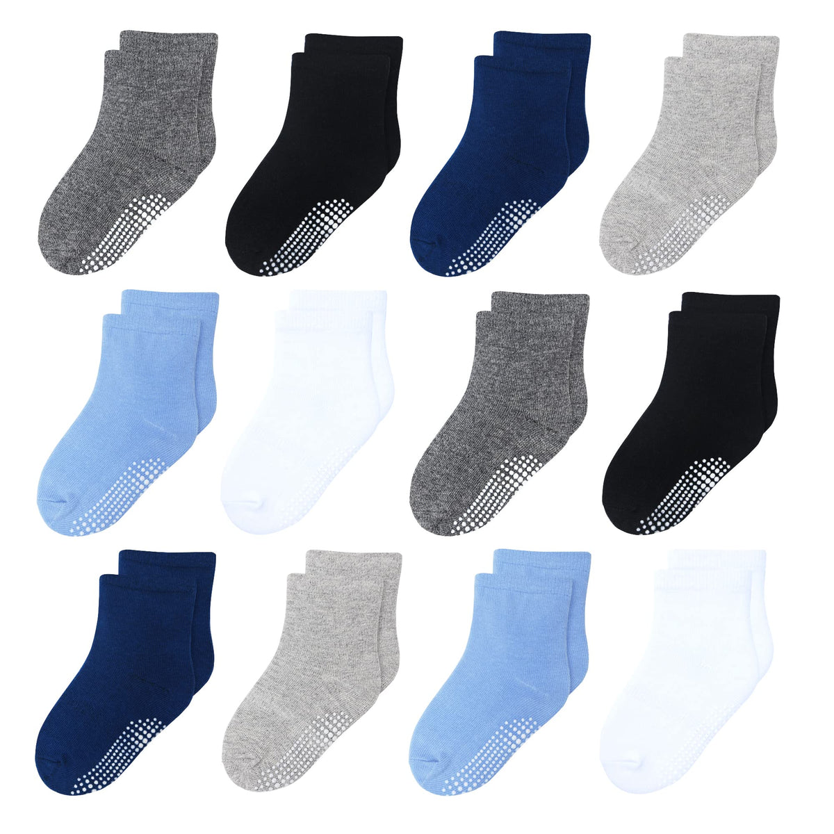 Toddler Non Slip Grip Crew Socks for 1-7 Years Baby Kids Boys Girls