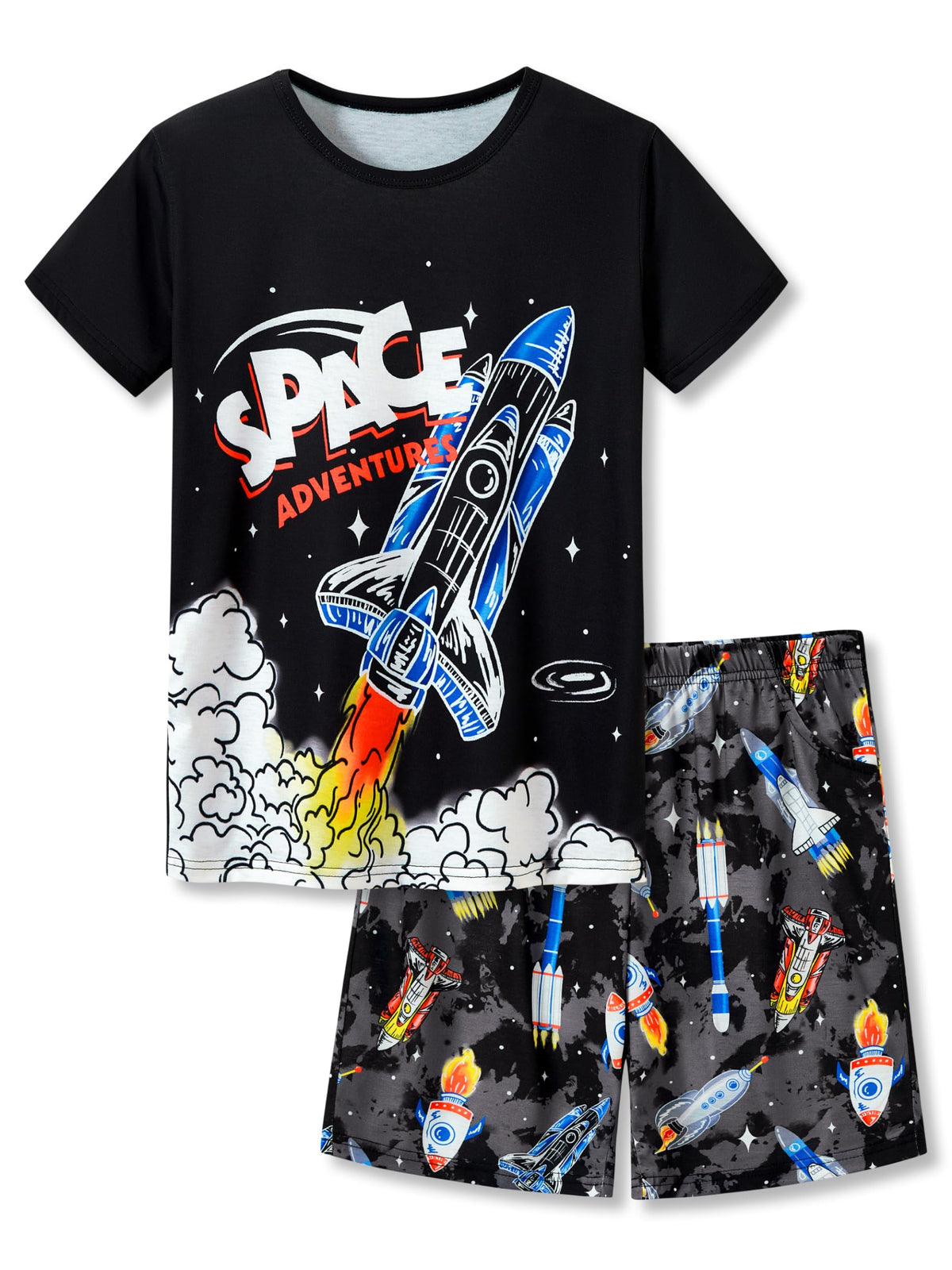 Beezizac Boys Summer Pajamas, Short-Sleeve 2-Piece Sleepwear, Sizes 6-18