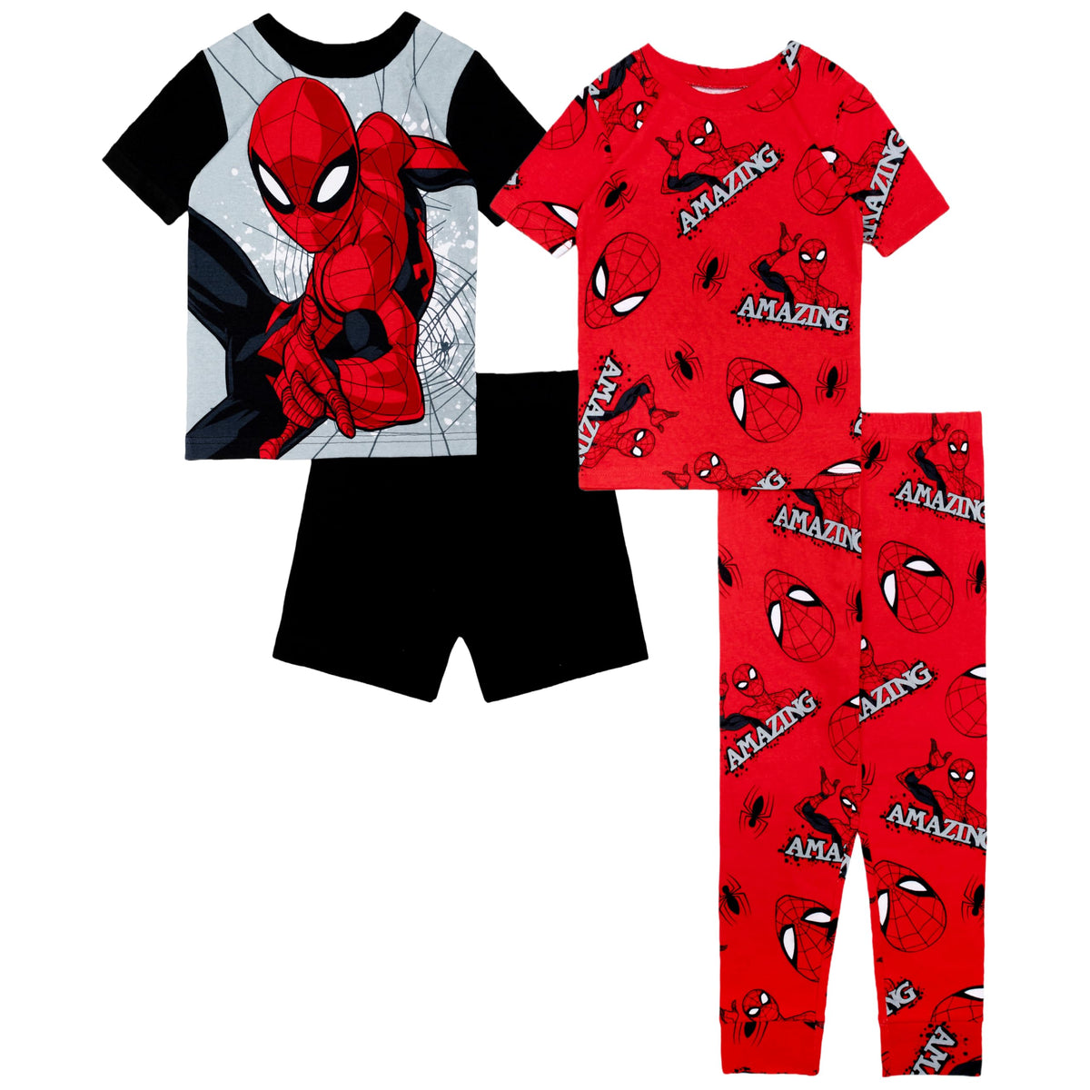 Marvel Boys' 4-piece Snug-fit Cotton Superhero Pajama Set, Matching Pajamas