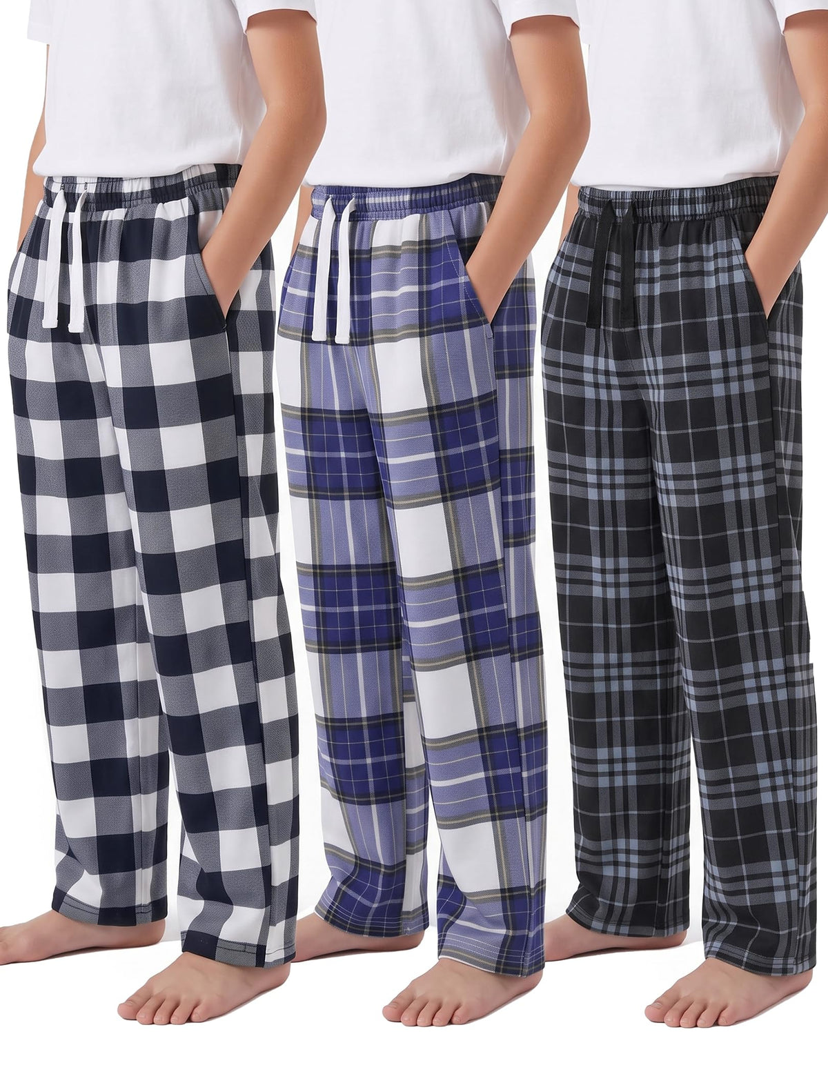 PATPAT Unisex Kids Plaid Pajama Pants Lounge Sleep Bottoms for 5–14 Years