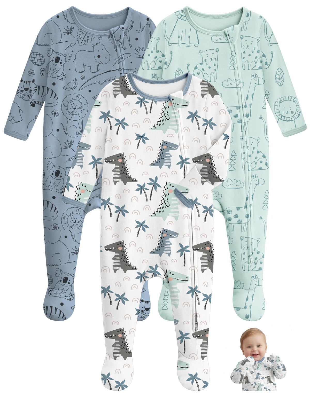 Unnivoll Baby Sleepers 100% Organic Cotton Baby Pajamas Boys Girls Clothes