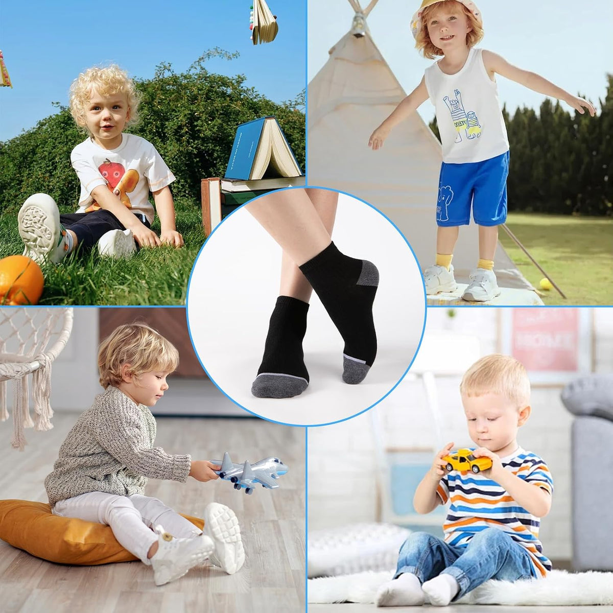 20-40 Pairs Boys Girls Ankle Socks, Thin Breathable Athletic Quarter Kids Socks Aged 4-12