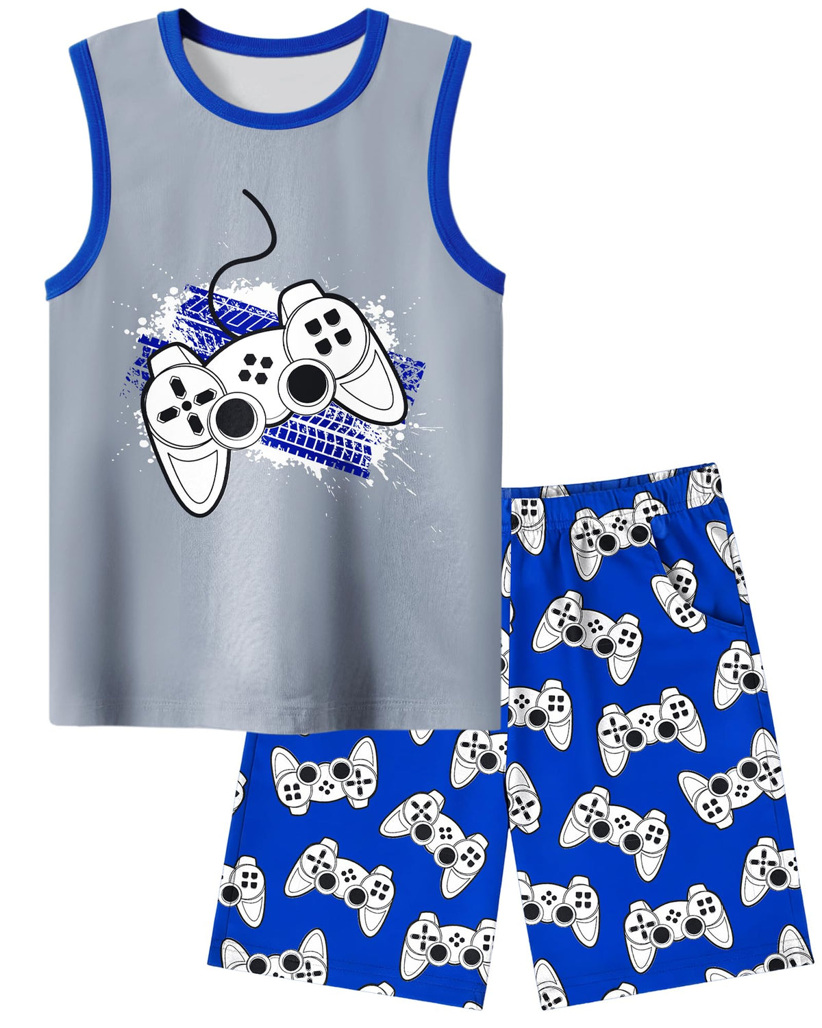 Fiodrimy Boys Pajamas Big Boys Pjs Set 2-Piece ank Top & Shorts Sleepwear Cute Comfy Kid Clothes Size 8-16