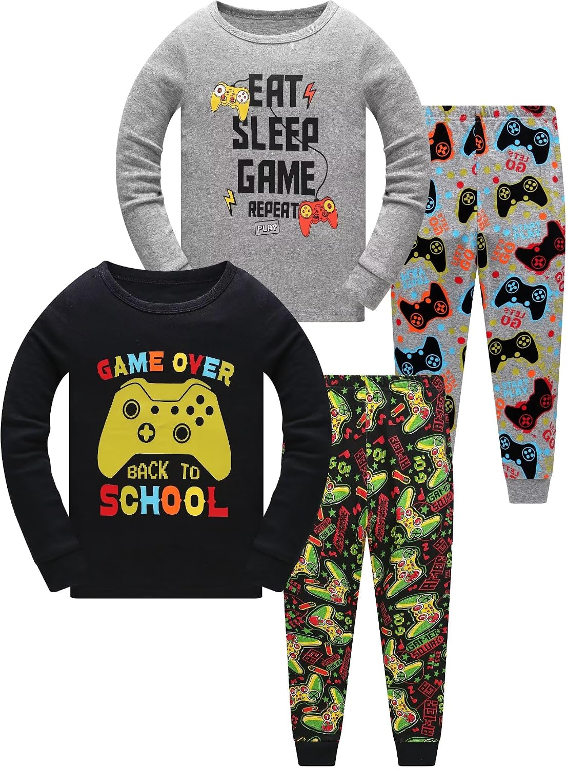 Boys Pajamas 4-Piece Pyjama Set for Kids Boys Clothes 3-12 Years PJs