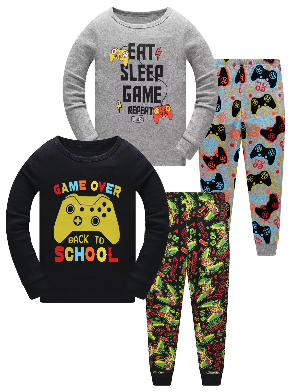 Boys Pajamas 4-Piece Pyjama Set for Kids Boys Clothes 3-12 Years PJs