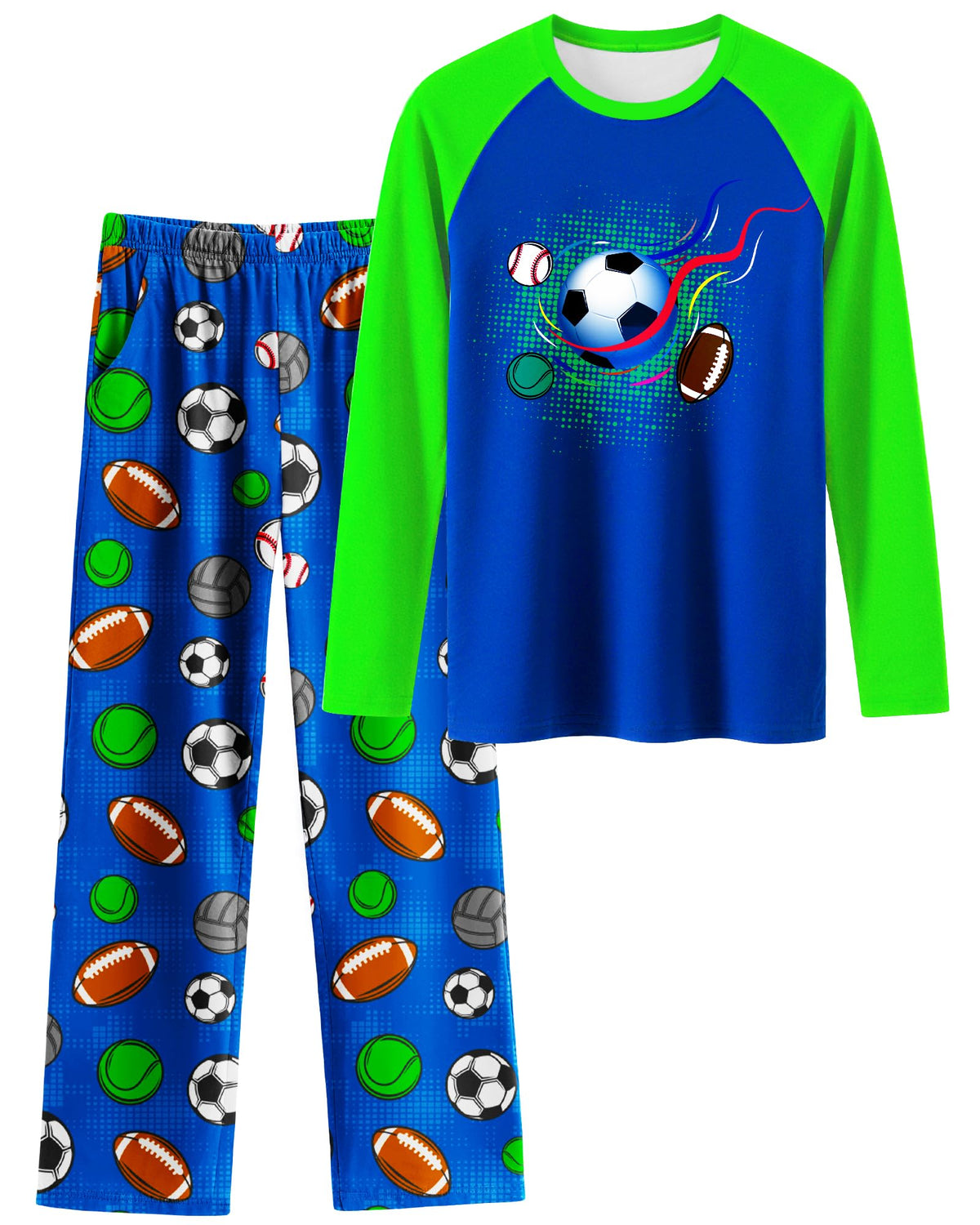 PASHOP Boys Pajamas Cozy Soft Long Sleeves Top and Pants 2 Piece Cool Pjs Pajamas Set Big Boys Sleepwear Size 8-14
