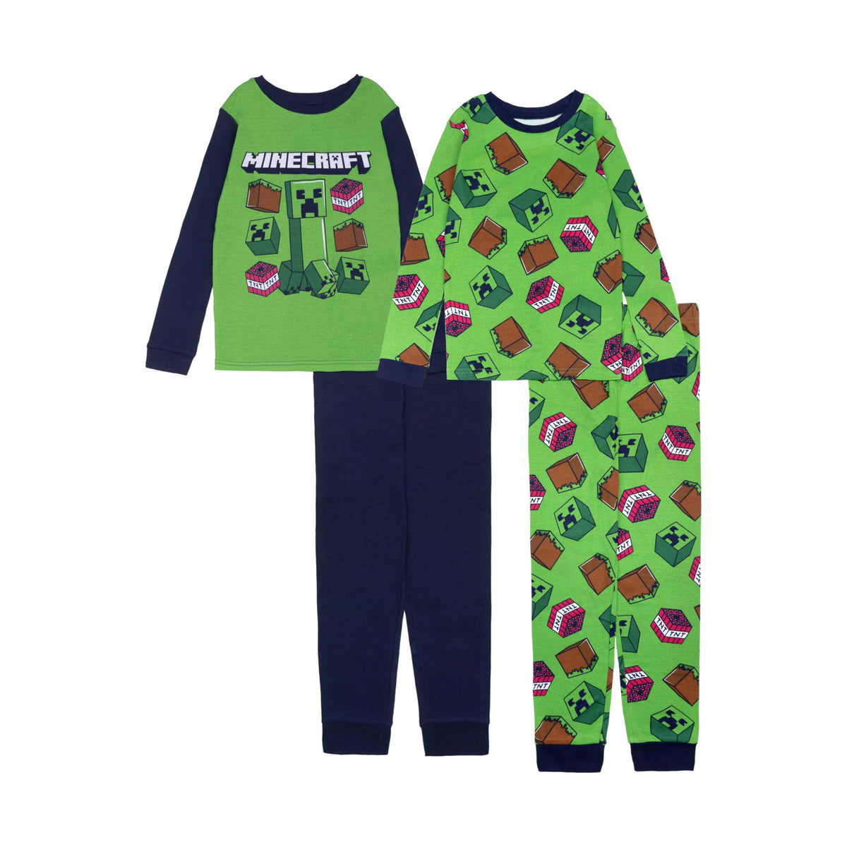 Minecraft boys 4-piece Snug-fit Cotton Pajama Set, Soft & Cute for Kids