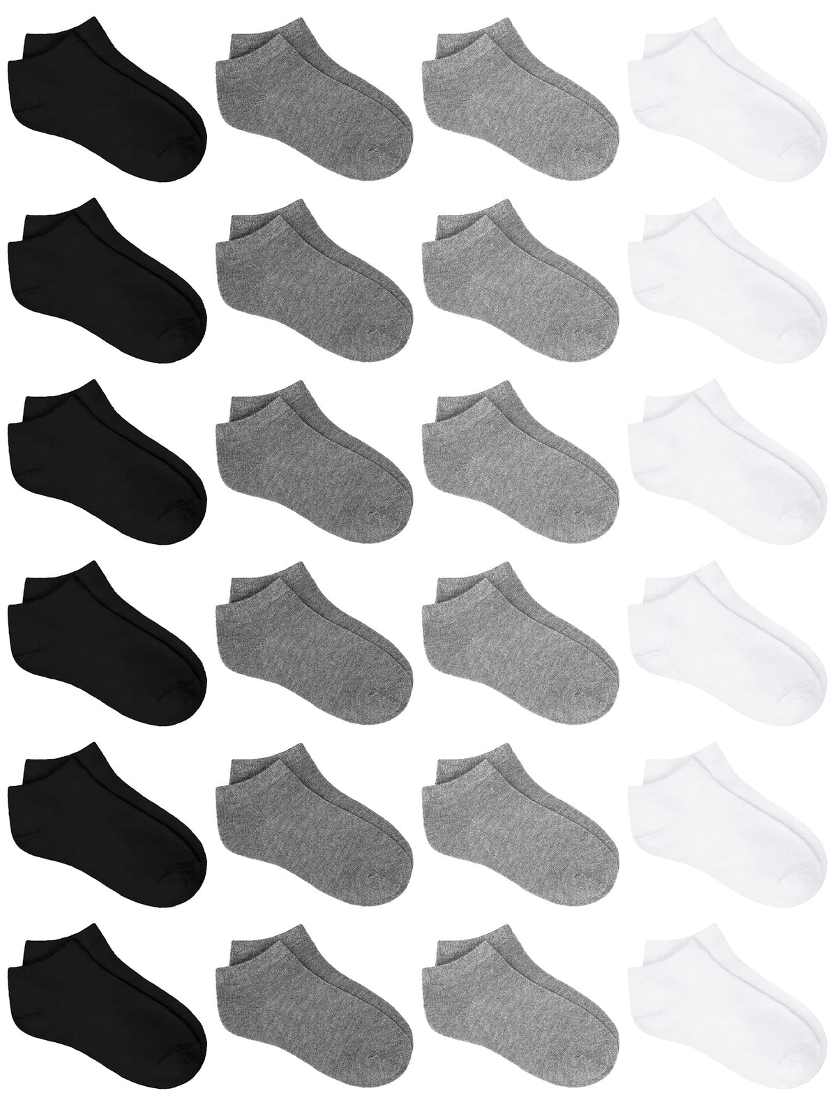URATOT 24 Pairs Kids' Low Cut Socks - Boys' or Girls' Half Cushion Athletic Ankle Socks (4-16 Years)