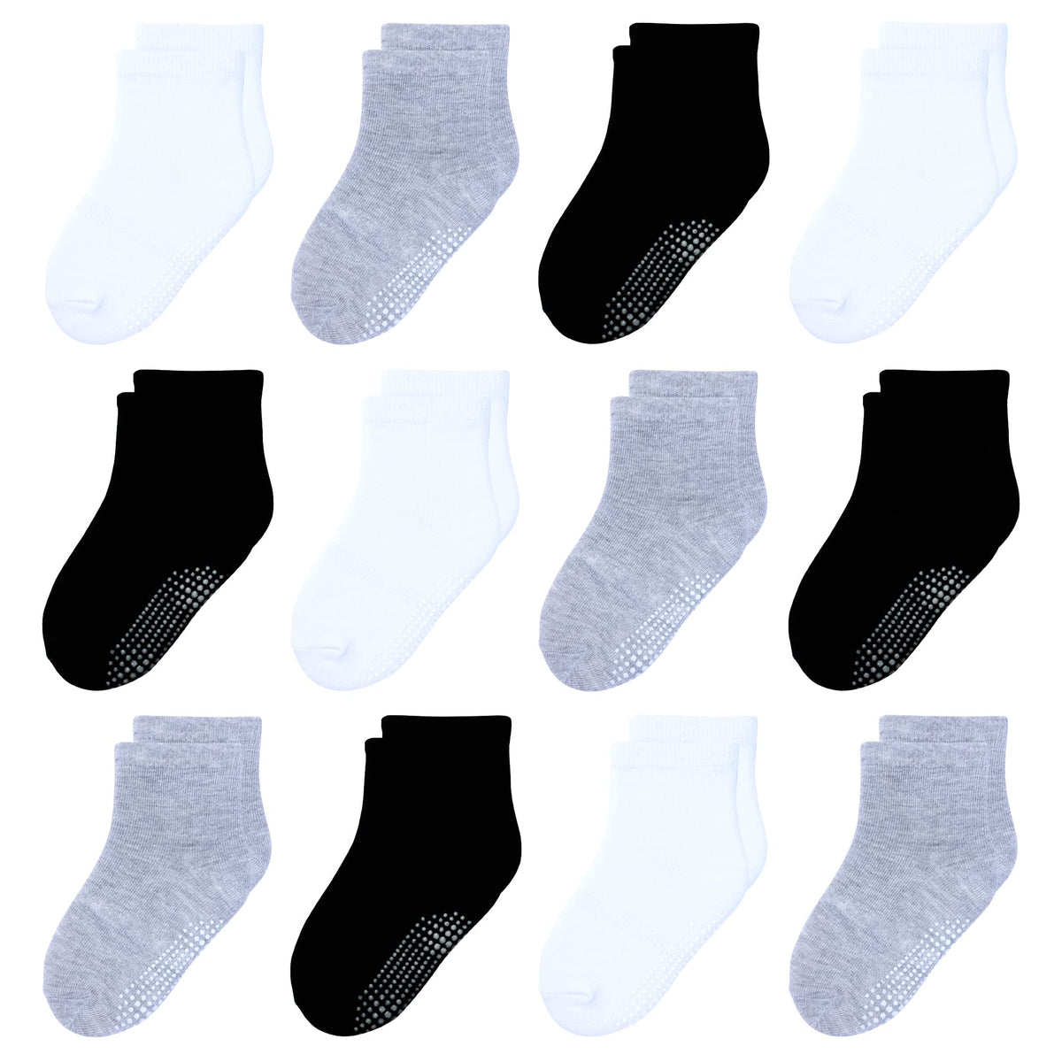 Toddler Non Slip Grip Crew Socks for 1-7 Years Baby Kids Boys Girls