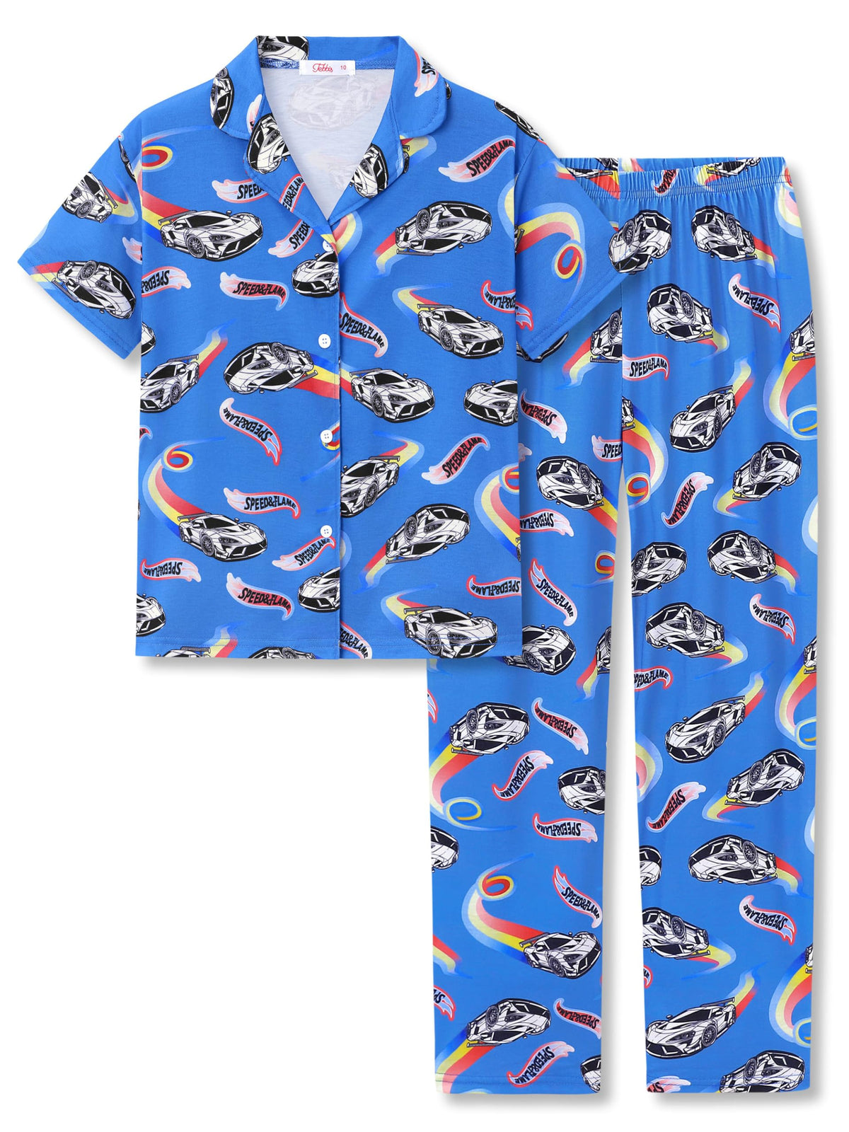 Tebbis Boys Pajamas Novelty Prints Button-Up Short Sleeve Set Size 6-18