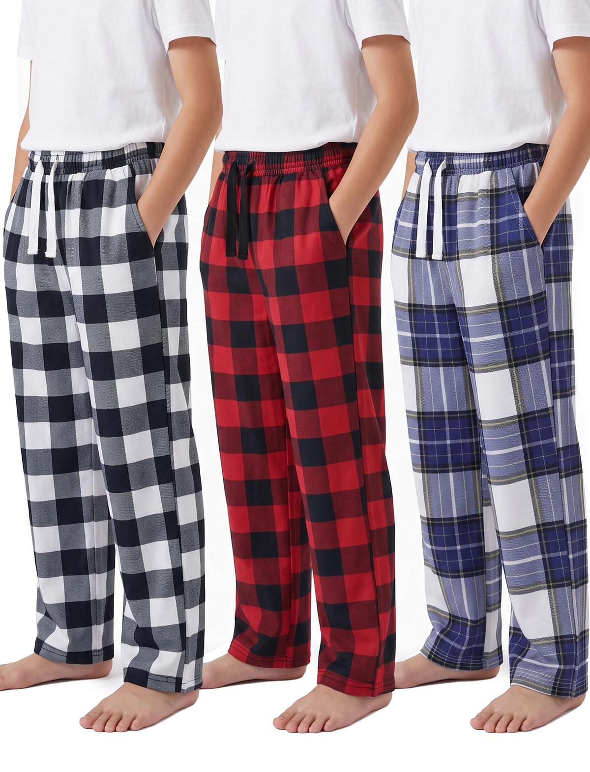PATPAT Unisex Kids Plaid Pajama Pants Lounge Sleep Bottoms for 5–14 Years