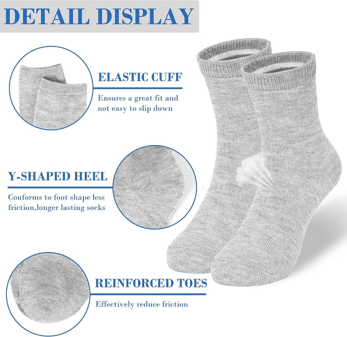 GENTABY Toddlers Kids Crew Socks 15 Pairs Boys Socks for Kids 1-14 Years