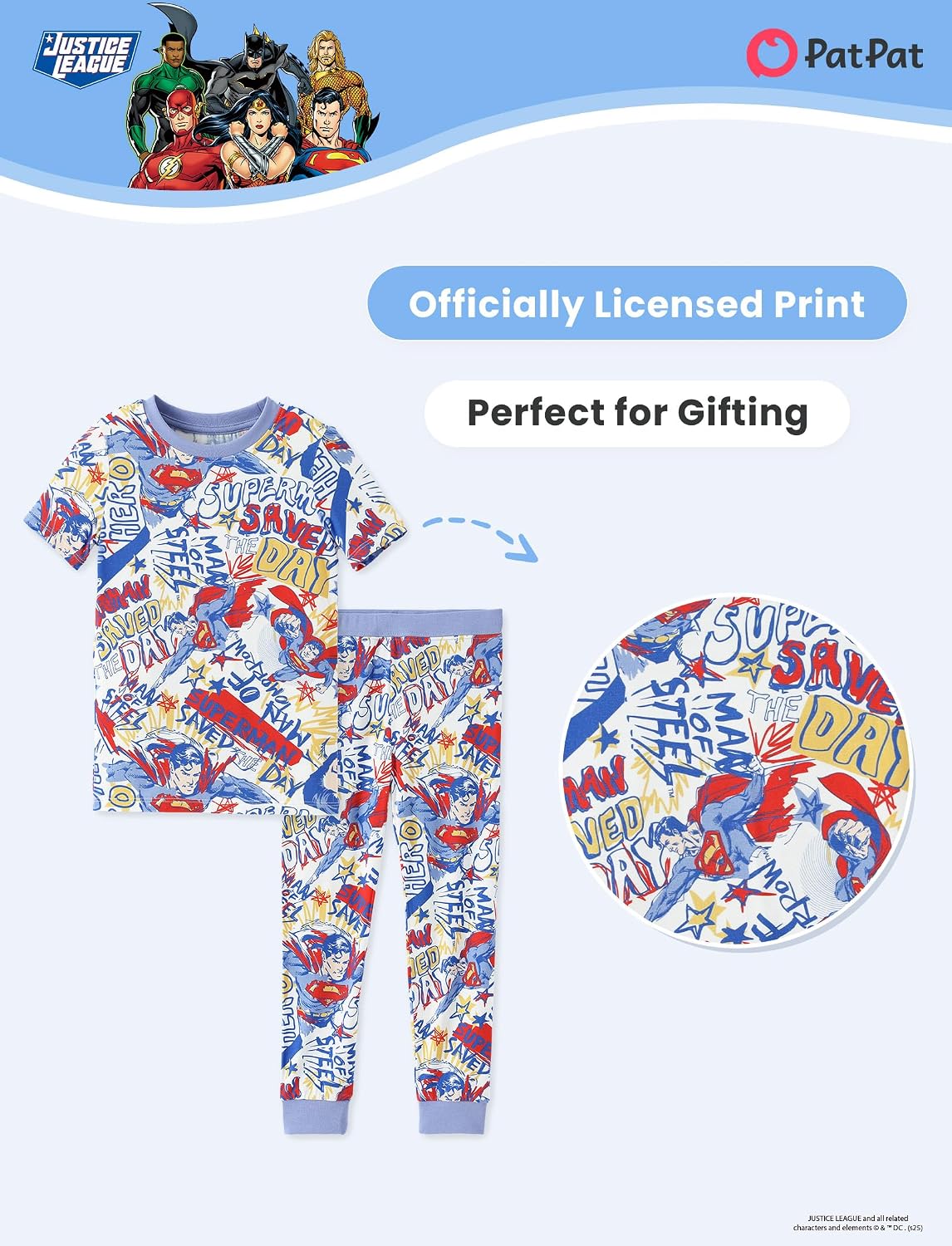 DC Comics Justice League Viscose from Bamboo Boy Superman Batman Pajama Set