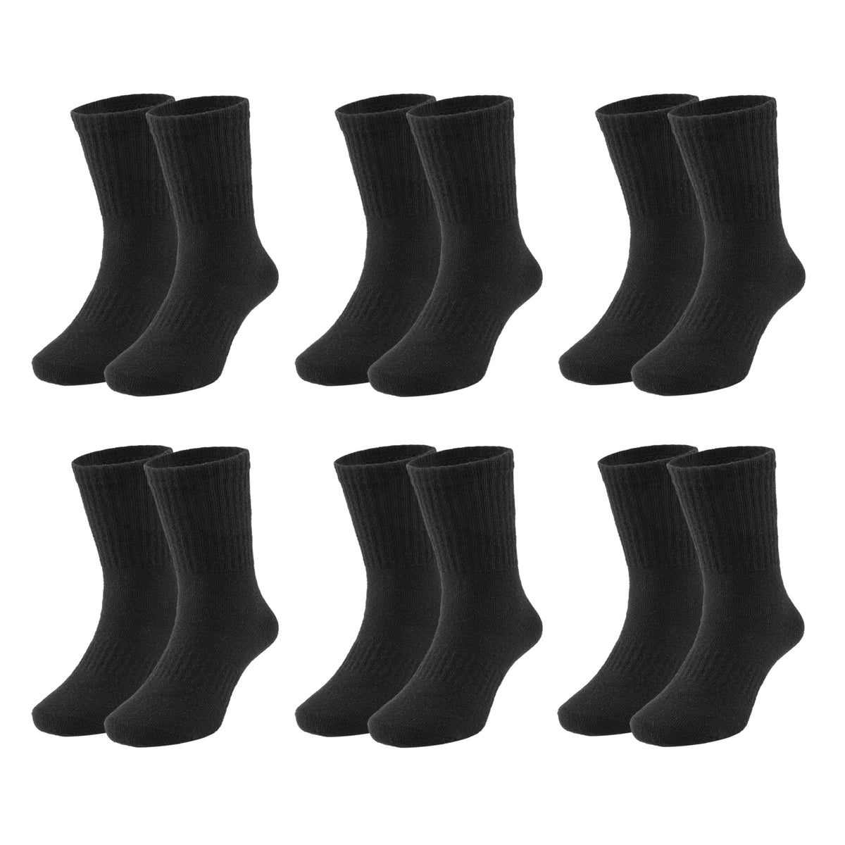 Boys Crew Socks 6 Pairs, Cotton School Socks for Kids Girls