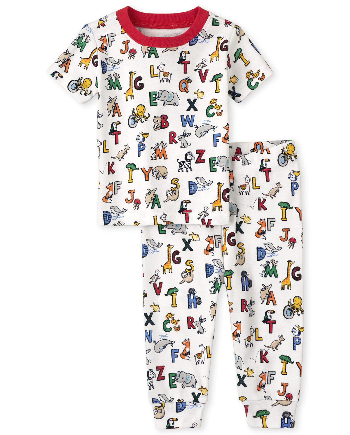 The Children's Place Baby Boys' Snug Fit 100% Cotton Short Sleeve Top and Pants 2 Piece Pajama Set
