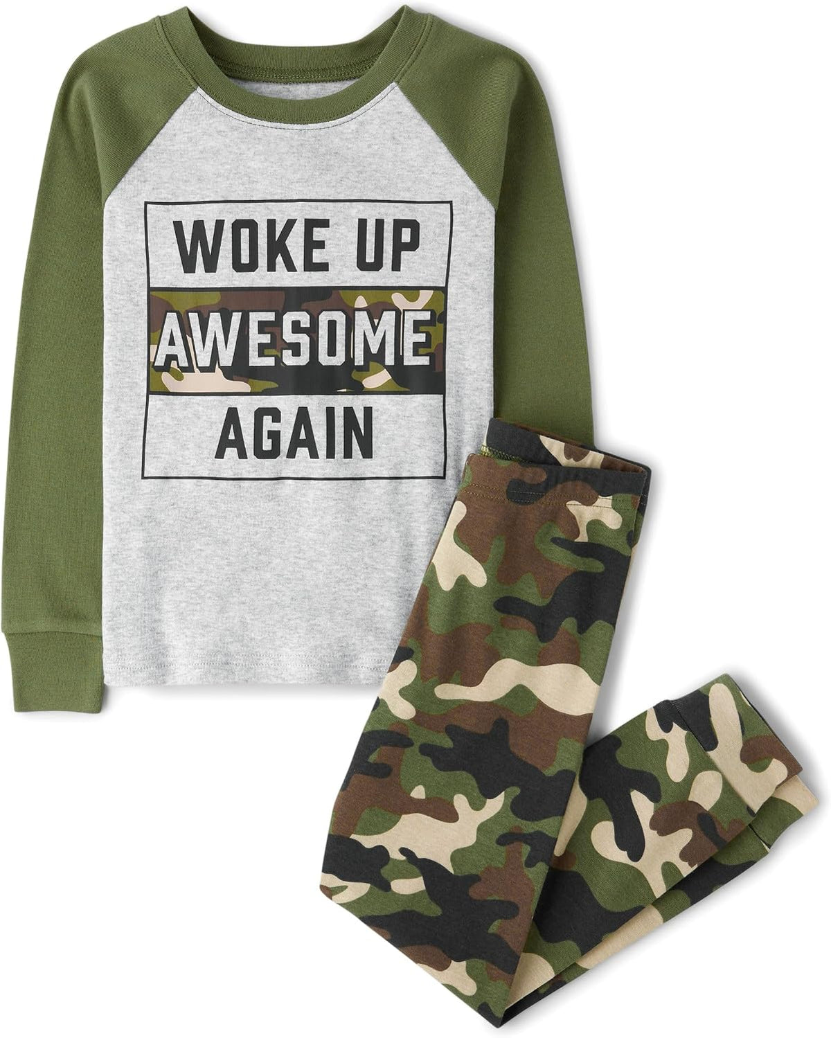 The Children's Place Boys' 100% Cotton Long Sleeve Top and Pants,2 Piece Pajama Set