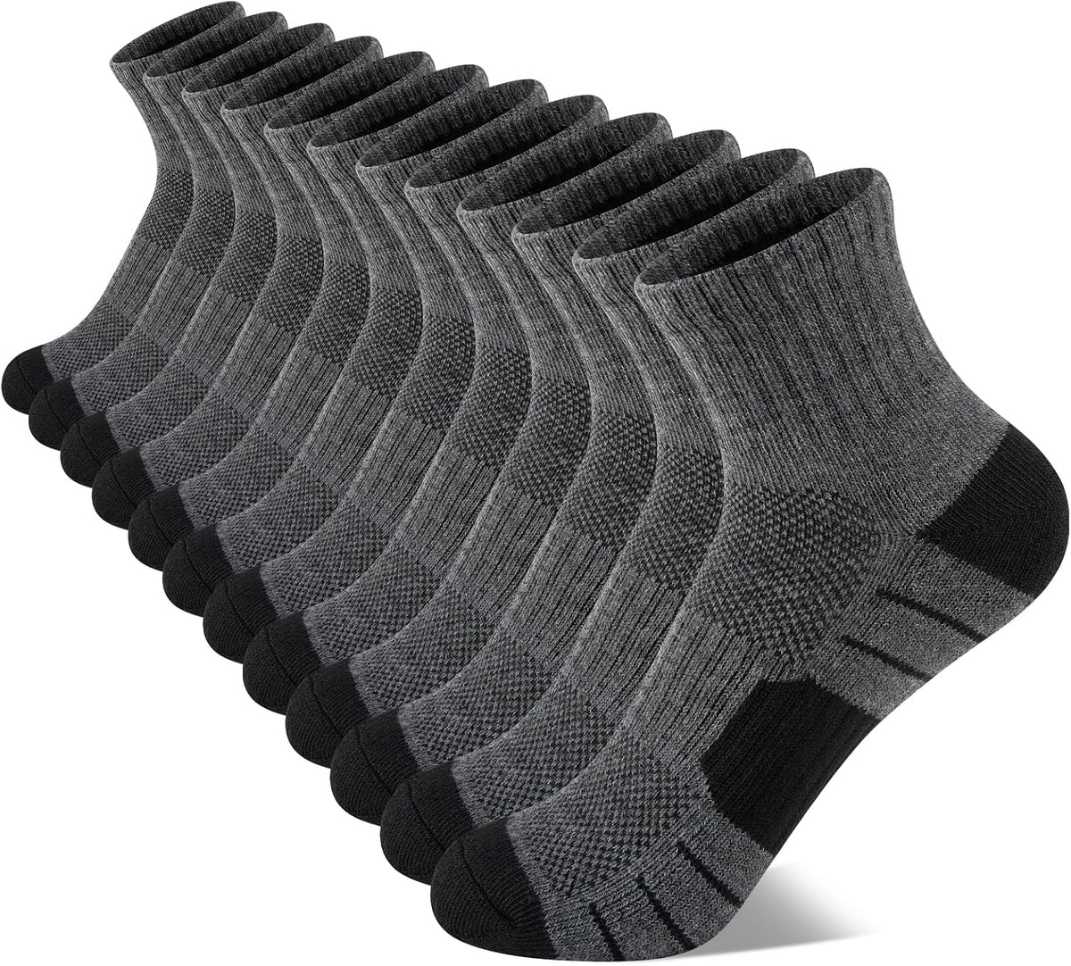 Comfoex 12 Pairs Boys Socks kids Cushioned Sport Short Quarter Athletic Sock For Little Big Kids 6-8 8-10 years