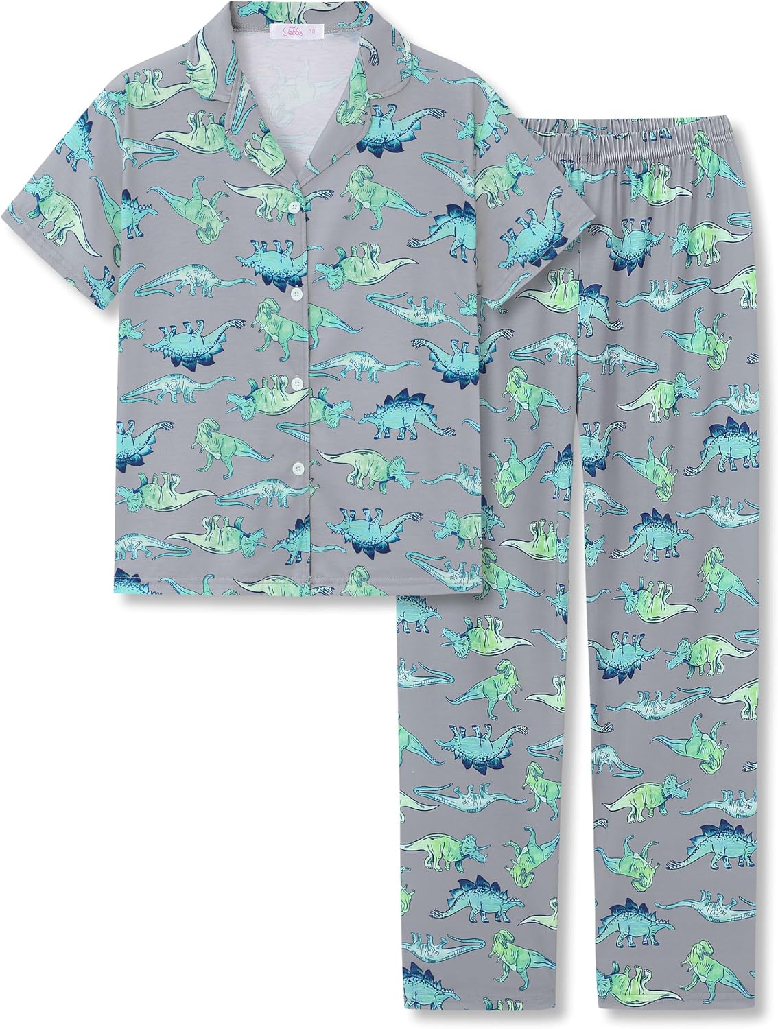 Tebbis Boys Pajamas Novelty Prints Button-Up Short Sleeve Set Size 6-18
