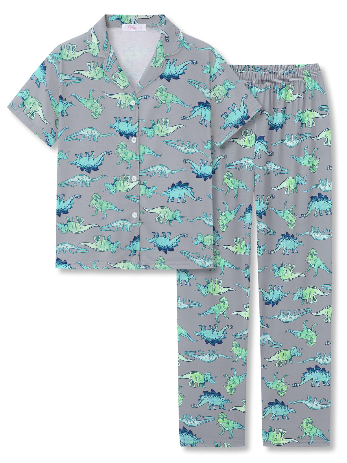 Tebbis Boys Pajamas Novelty Prints Button-Up Short Sleeve Set Size 6-18