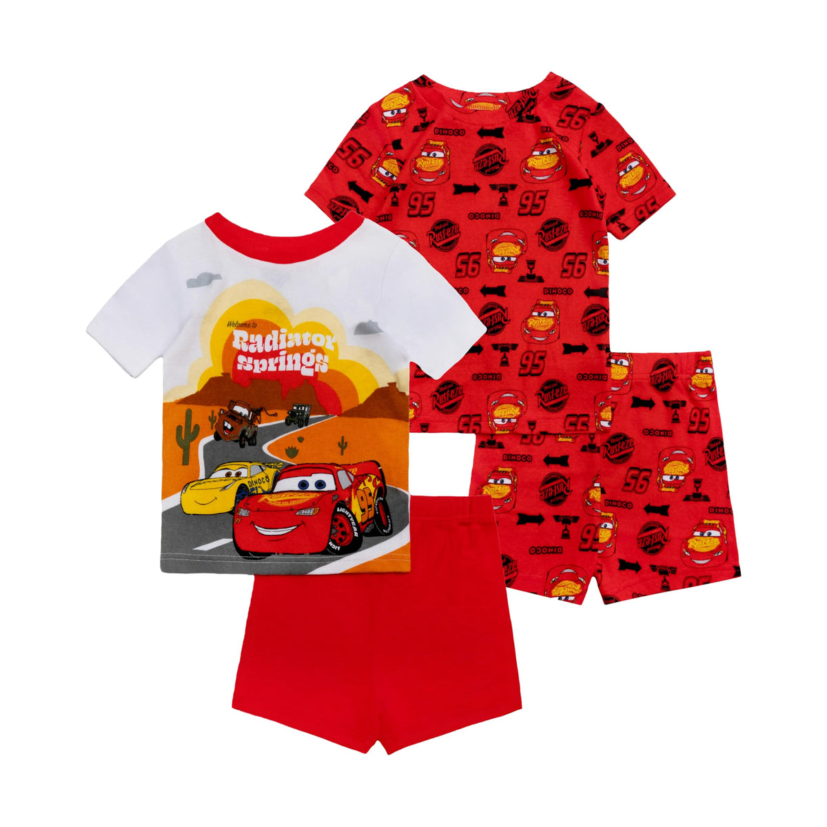 Disney Boys' 4-Piece Snug-fit Cotton Matching Comfortable Pajama Set, Soft & Cute for Kids