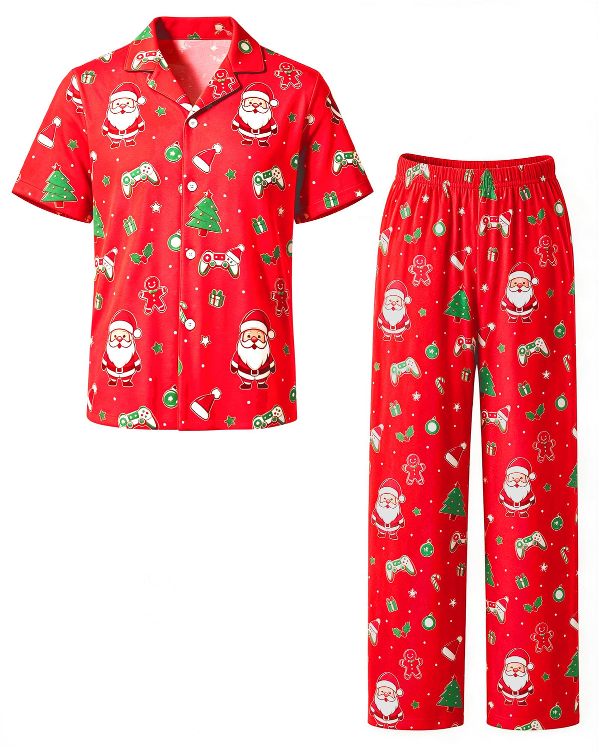 Fiodrimy Boys Pajamas Big Boys Pjs Set Short Sleeves and Pants Sleepwear for Kids Button-Down Jammies Loungewear Size 7-14