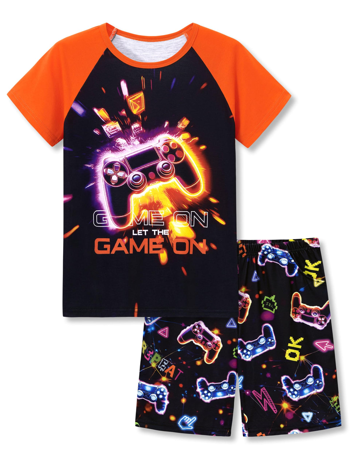 Topgal Boys 2-Piece Short Sleeve Tee & Shorts Pajamas Set Size 6-18