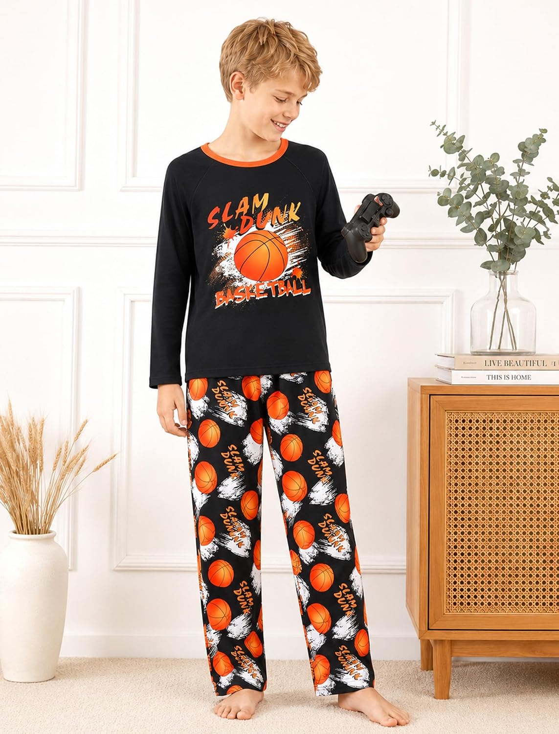 Mikrdoo Boys Pajamas Soft Stretchy Long Sleeve 2-Piece Sleep Set 6Y-16Y